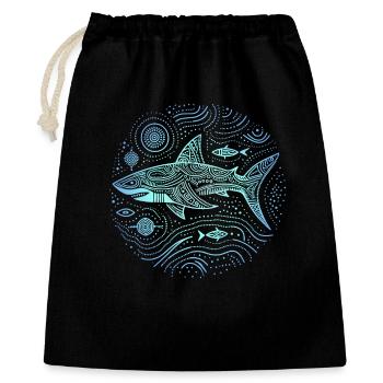 Requin motifs aborigènes australie nuances bleu - Sac cadeau 40 x 50 cm - noir - Devant