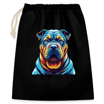 Shar Pei Hunderasse Bunte Karikatur Kawaii - Geschenkbeutel aus Baumwolle (40 x 50 cm) - Schwarz - Vorne