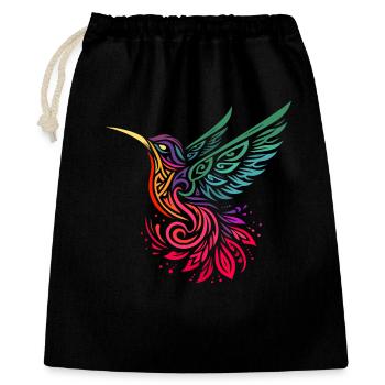 Kolibri Kolibri mehrfarbig im Tribal-Stil - Geschenkbeutel aus Baumwolle (40 x 50 cm) - Schwarz - Vorne