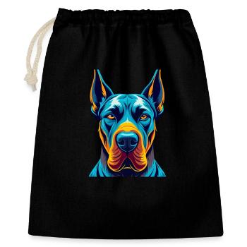 Deutsche Dogge Hund Bunte Kawaii Zeichentrickfigur - Geschenkbeutel aus Baumwolle (40 x 50 cm) - Schwarz - Vorne