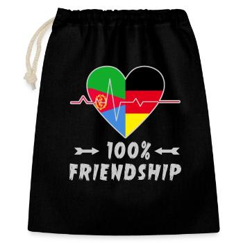 Eritrea und Deutschland 100% Freundschaft - Geschenkbeutel aus Baumwolle (40 x 50 cm) - Schwarz - Vorne