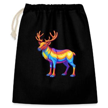 Karibu Bunte Kawaii Cartoon Figur Clipart - Geschenkbeutel aus Baumwolle (40 x 50 cm) - Schwarz - Vorne