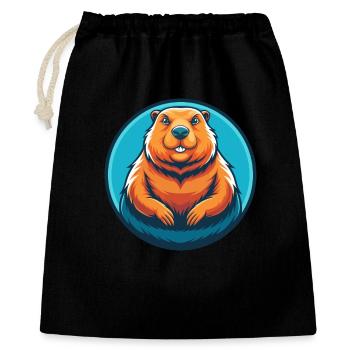 Groundhog Cute Kawaii Cartoon Animal Pet Logo - Gift Bag 40 x 50 cm - black - Front