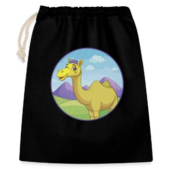 Chameau mignon Kawaii dessin animé Clipart Animal de compagnie - Sac cadeau 40 x 50 cm - noir - Devant