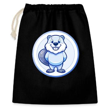 Biber Blau Kawaii Cartoon Figur Clipart Haustier - Geschenkbeutel aus Baumwolle (40 x 50 cm) - Schwarz - Vorne