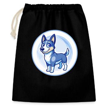 Australischer Kelpie Hund Blau Niedliches Kawaii Cartoon Haustier - Geschenkbeutel aus Baumwolle (40 x 50 cm) - Schwarz - Vorne