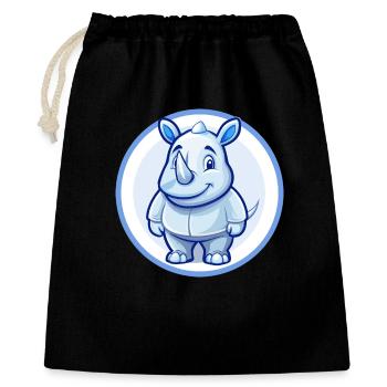 Rhino Blue Kawaii Cartoon Character Clipart Pet - Gift Bag 40 x 50 cm - black - Front