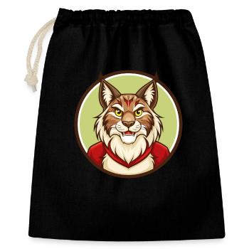 Luchs Bunt Kawaii Cartoon Figur Clipart Haustier - Geschenkbeutel aus Baumwolle (40 x 50 cm) - Schwarz - Vorne