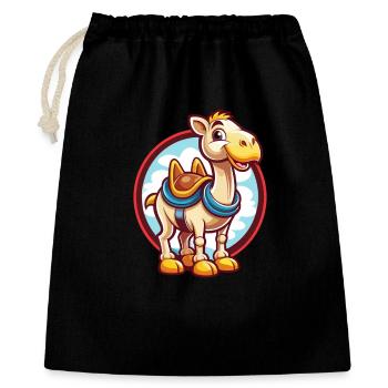 Chameau mignon drôle kawaii dessin animé clipart animal de compagnie - Sac cadeau 40 x 50 cm - noir - Devant