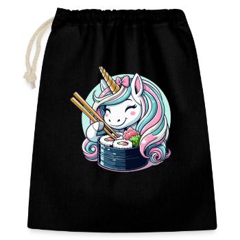 Sushi Einhorn süß Maki Geschenk - Geschenkbeutel aus Baumwolle (40 x 50 cm) - Schwarz - Vorne