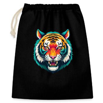 Tiger Cute Kawaii Cartoon Clipart Animal Face - Gift Bag 40 x 50 cm - black - Front