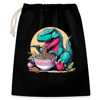 Süßer T-Rex Ramen Dino Dinosaurier Geschenk - Geschenkbeutel aus Baumwolle (40 x 50 cm) - Schwarz - Vorne