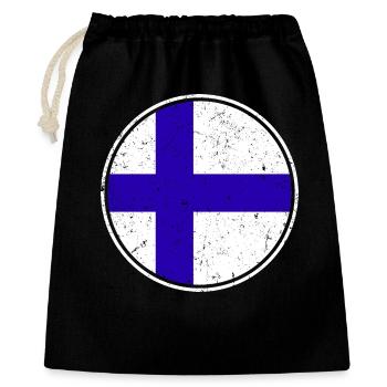 Finnish Flag — Distressed Style & in a Circle - Gift Bag 40 x 50 cm - black - Front