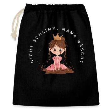 Nicht schlimm, Mama wäscht (Prinzessin) - Geschenkbeutel aus Baumwolle (40 x 50 cm) - Schwarz - Vorne