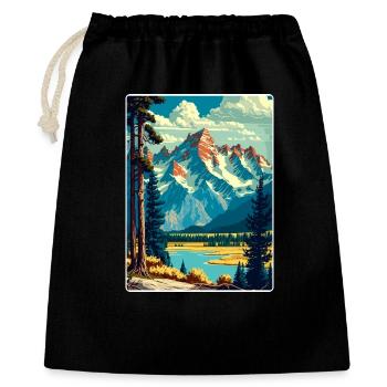 Affiche de voyage souvenir du parc national de Grand Teton - Sac cadeau 40 x 50 cm - noir - Devant