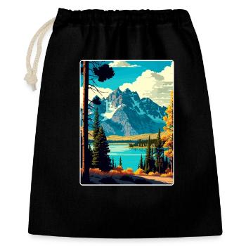 Affiche de voyage souvenir du parc national de Grand Teton - Sac cadeau 40 x 50 cm - noir - Devant