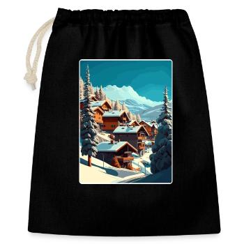 Val Thorens Ski Voyage Poster Peinture Souvenir WPA - Sac cadeau 40 x 50 cm - noir - Devant