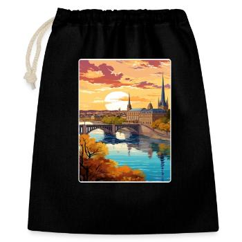Lyon France Affiche de voyage Peinture de carte postale souvenir - Sac cadeau 40 x 50 cm - noir - Devant