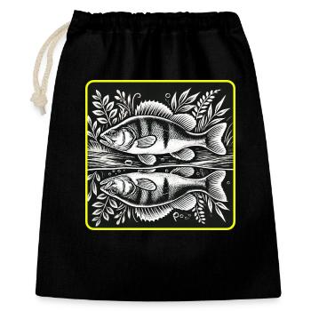 Barsch Angler Silhouette Design - Geschenkbeutel aus Baumwolle (40 x 50 cm) - Schwarz - Vorne