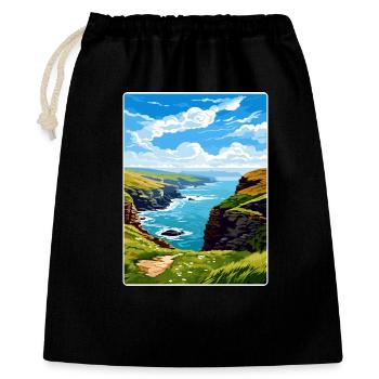 Boscastle Cornwall England Reiseposter Souvenir - Geschenkbeutel aus Baumwolle (40 x 50 cm) - Schwarz - Vorne