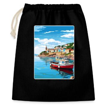 Looe Angleterre Affiche de voyage Souvenir Carte Postale Peinture - Sac cadeau 40 x 50 cm - noir - Devant
