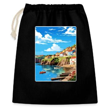 Charlestown, Cornwall, England, Reiseposterkarte - Geschenkbeutel aus Baumwolle (40 x 50 cm) - Schwarz - Vorne