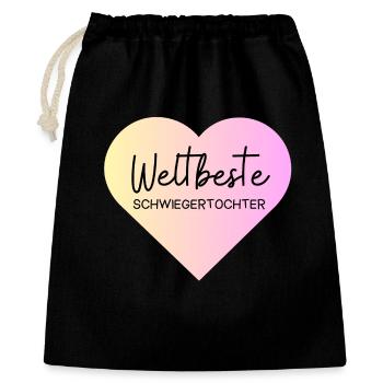 Weltbeste Schwiegertochter! Personalisierbar - Geschenkbeutel aus Baumwolle (40 x 50 cm) - Schwarz - Vorne