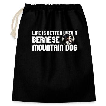 Berner Sennenhund - Geschenkbeutel aus Baumwolle (40 x 50 cm) - Schwarz - Vorne