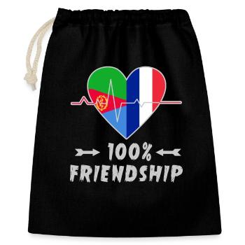 Eritrea und Frankreich 100% Freundschaft - Geschenkbeutel aus Baumwolle (40 x 50 cm) - Schwarz - Vorne