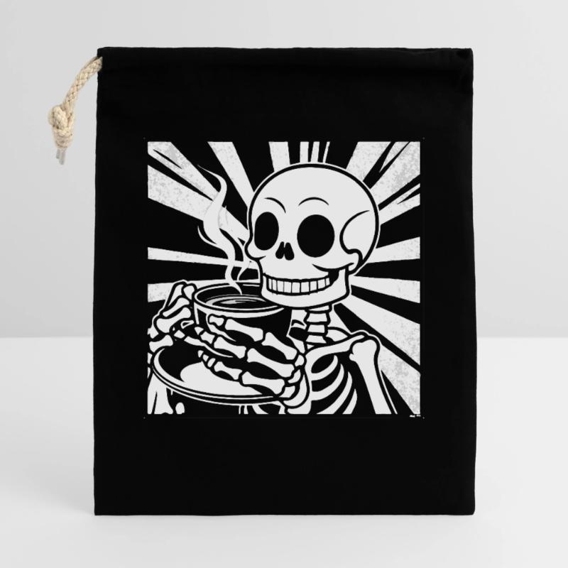 Skeleton drinking coffee Gift Bag 40 x 50 cm