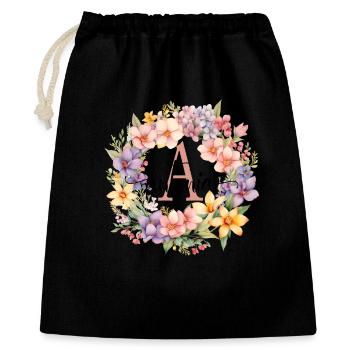 A| Monogram | Name | Antonia | Watercolor | Colorful - Gift Bag 40 x 50 cm - black - Front