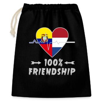 Ecuador und Niederlande 100% Freundschaft - Geschenkbeutel aus Baumwolle (40 x 50 cm) - Schwarz - Vorne