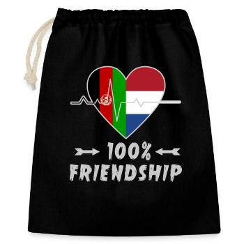 Afghanistan und Niederlande 100% Freundschaft - Geschenkbeutel aus Baumwolle (40 x 50 cm) - Schwarz - Vorne