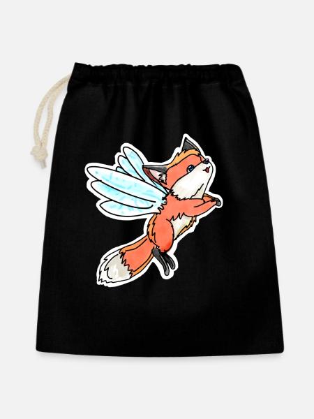 Fantastischer, fliegender Feen-Fuchs - Geschenkbeutel aus Baumwolle (40 x 50 cm) - Schwarz