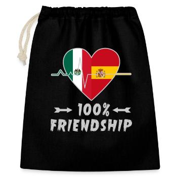 Mexiko und Spanien 100% Freundschaft - Geschenkbeutel aus Baumwolle (40 x 50 cm) - Schwarz - Vorne