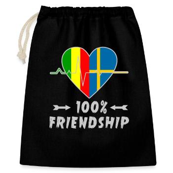 Mali und Schweden 100% Freundschaft - Geschenkbeutel aus Baumwolle (40 x 50 cm) - Schwarz - Vorne