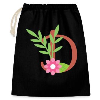 Elegant letter 'D' with flowers - Gift Bag 40 x 50 cm - black - Front