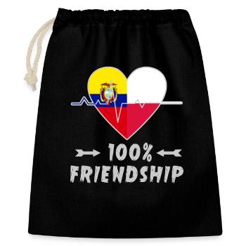 Ecuador und Polen 100% Freundschaft - Geschenkbeutel aus Baumwolle (40 x 50 cm) - Schwarz - Vorne