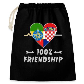 Äthiopien und Kroatien 100% Freundschaft - Geschenkbeutel aus Baumwolle (40 x 50 cm) - Schwarz - Vorne
