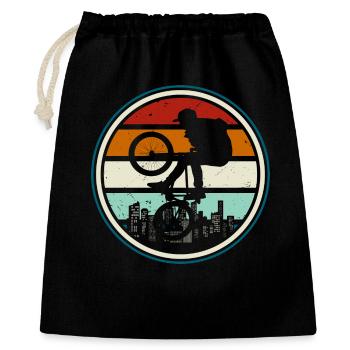 Sunset City BMX Fahrer - Geschenkbeutel aus Baumwolle (40 x 50 cm) - Schwarz - Vorne