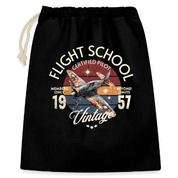 Flugschule Vintage Certified Pilot Flugzeug 1957 - Geschenkbeutel aus Baumwolle (40 x 50 cm) - Schwarz - Vorne