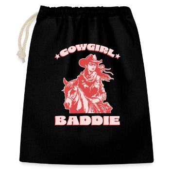 Western Baddie auf dem Pferd - Geschenkbeutel aus Baumwolle (40 x 50 cm) - Schwarz - Vorne