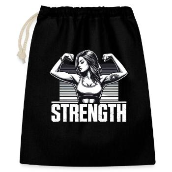 Strength strong woman tenses muscles gift - Gift Bag 40 x 50 cm - black - Front