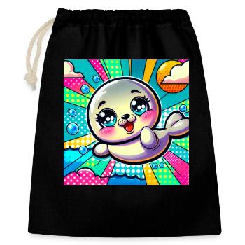 Colorful seal - Gift Bag 40 x 50 cm - black - Front
