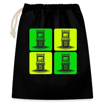 Retro Gaming Automaten 80er - Geschenkbeutel aus Baumwolle (40 x 50 cm) - Schwarz - Vorne