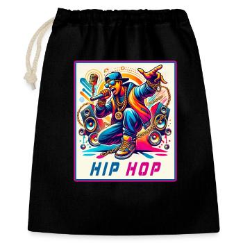 Hip-Hop Vibes – Rapper with Microphone - Gift Bag 40 x 50 cm - black - Front