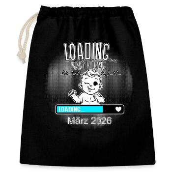 Loading Baby kommt März 2026 Schwangerschaft - Geschenkbeutel aus Baumwolle (40 x 50 cm) - Schwarz - Vorne