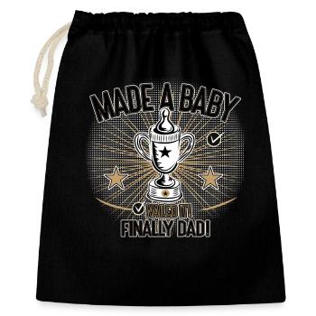 Made a Baby Finally Dad Humor Design - Geschenkbeutel aus Baumwolle (40 x 50 cm) - Schwarz - Vorne