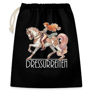 Dressurreiten Reiten Pferd edel dynamisch Geschenk - Geschenkbeutel aus Baumwolle (40 x 50 cm) - Schwarz - Vorne