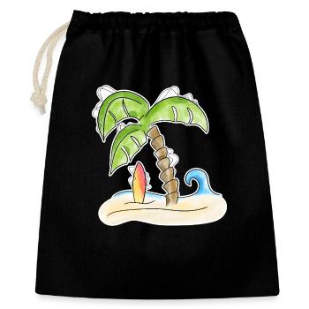 Surfbrett unter Palme - Geschenkbeutel aus Baumwolle (40 x 50 cm) - Schwarz - Vorne